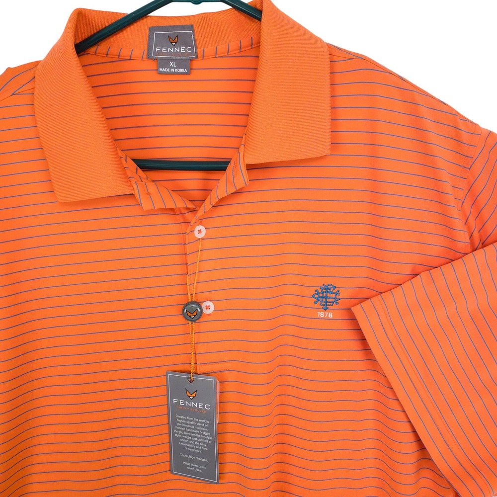 Fennec Polo Shirt Men's XL Orange Striped Accent Eldridge Country Club 1878